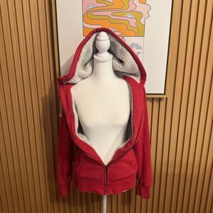 Old-navy Women's Red and White zip up hoodie